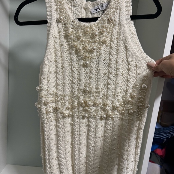 Zara knitwear top with faux pearls - Picture 3 of 6